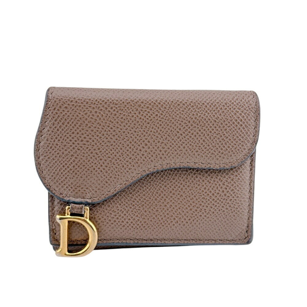 Christian Dior Dior Saddle Compact Mini Tri-fold Wallet, Brown